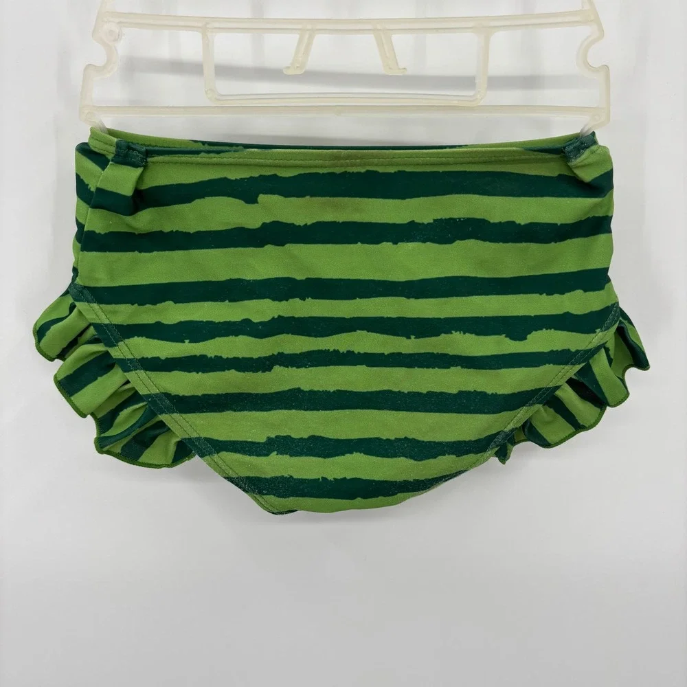 Watermelon Ruffle Swim Bottoms Girls Large Green Stripe Summer Beach Fruit Cute